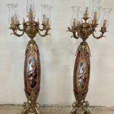 PAŁACOWE LAMPY KRYSZTAŁOWE stojące- PORCELANA Z BRĄZEM
