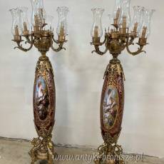 PAŁACOWE LAMPY KRYSZTAŁOWE stojące- PORCELANA Z BRĄZEM
