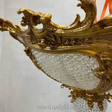 UNIKATOWY Kryształowy PLAFON bogato zdobiony brązem Żyrandol