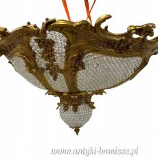 UNIKATOWY Kryształowy PLAFON bogato zdobiony brązem Żyrandol