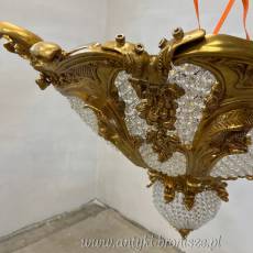 UNIKATOWY Kryształowy PLAFON bogato zdobiony brązem Żyrandol