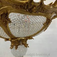UNIKATOWY Kryształowy PLAFON bogato zdobiony brązem Żyrandol