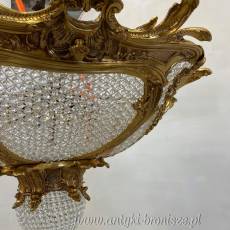 UNIKATOWY Kryształowy PLAFON bogato zdobiony brązem Żyrandol
