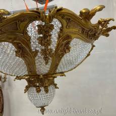 UNIKATOWY Kryształowy PLAFON bogato zdobiony brązem Żyrandol