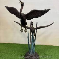 FIGURA z brązu -podstawa marmur - kaczki w locie
