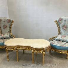 NIEBIESKI - Komplet wypoczynkowy 2 FOTELE +ŁAWA