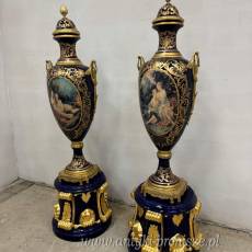 PAŁACOWE AMFORY NA PODSTAWIE - kobalt + mosiądz GAZON