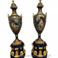 PAŁACOWE AMFORY NA PODSTAWIE - kobalt + mosiądz GAZON