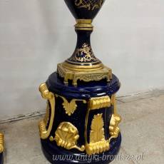 PAŁACOWE AMFORY NA PODSTAWIE - kobalt + mosiądz GAZON