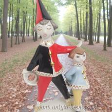 2 Klauny Arlekin Art Deco Hollohaza Węgry wys.21cm