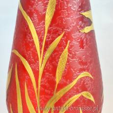 Wazon ze szkła trawionego, dzikie gęsi , wys. 30cm  początek XXw