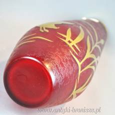 Wazon ze szkła trawionego, dzikie gęsi , wys. 30cm  początek XXw