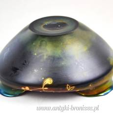 Misa iryzująca, fiolet i złote kwiaty, secesja ok.1900r Loetz Glass Bohemia ( ?)