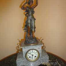 Zegar bijacy, zielony marmur z figurka "Promyk slonca" z brazu artystycznego - poz. 843