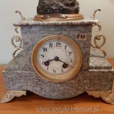 Zegar bijacy, zielony marmur z figurka "Promyk slonca" z brazu artystycznego - poz. 843