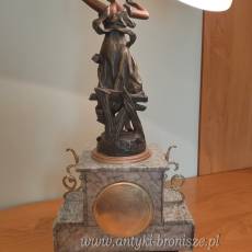 Zegar bijacy, zielony marmur z figurka "Promyk slonca" z brazu artystycznego - poz. 843