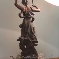 Zegar bijacy, zielony marmur z figurka "Promyk slonca" z brazu artystycznego - poz. 843