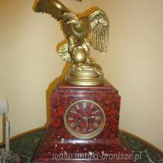Zegar bijacy, marmur bordo z figura orla z brazu, komplet  - poe. 2410