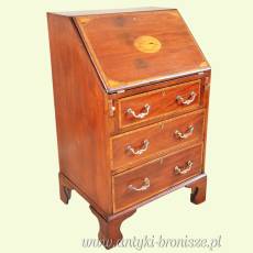 Sekretarzyk z mahoniu, intarsjowany, XIX/XX wiek po renowacji w politurze