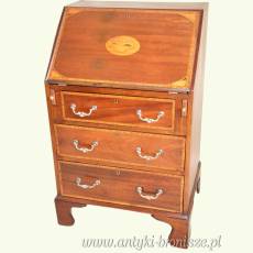 Sekretarzyk z mahoniu, intarsjowany, XIX/XX wiek po renowacji w politurze