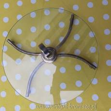 Patera "Art Déco": szklana płyta na platerowym stojaku, ze składaną raczka - poz. 6927