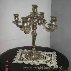 Swiecznik -kandelabr 5-ramienny z posrebrzanego metalu - poz. 3263