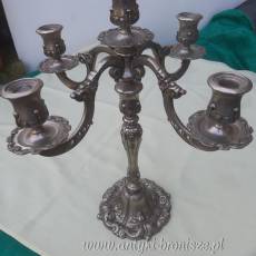 Swiecznik -kandelabr 5-ramienny z posrebrzanego metalu - poz. 3263