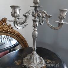 Swiecznik -kandelabr 5-ramienny z posrebrzanego metalu - poz. 3263