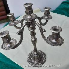 Swiecznik -kandelabr 5-ramienny z posrebrzanego metalu - poz. 3263