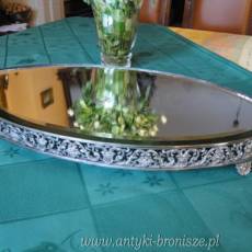 Taca - patera / podstawa z metalu posrebrzanego, ze szklana plyta - sygn. Wiskemann - poz. 4468