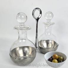 Zestaw na ocet i oliwę w stojaku szkło/ stal WMF design z XXw