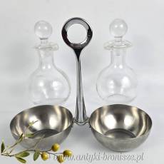 Zestaw na ocet i oliwę w stojaku szkło/ stal WMF design z XXw