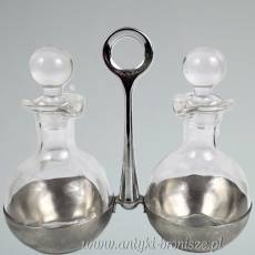 Zestaw na ocet i oliwę w stojaku szkło/ stal WMF design z XXw