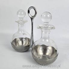 Zestaw na ocet i oliwę w stojaku szkło/ stal WMF design z XXw