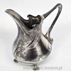 Secesyjny serwis do kawy mlecznik i cukiernica na tacy plater WMF 1900r