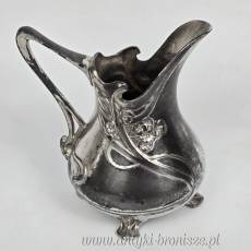 Secesyjny serwis do kawy mlecznik i cukiernica na tacy plater WMF 1900r