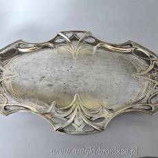 Secesyjny serwis do kawy mlecznik i cukiernica na tacy plater WMF 1900r