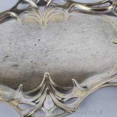 Secesyjny serwis do kawy mlecznik i cukiernica na tacy plater WMF 1900r