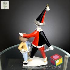 2 Klauny Arlekin Art Deco Hollohaza Węgry wys.21cm
