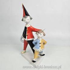 2 Klauny Arlekin Art Deco Hollohaza Węgry wys.21cm