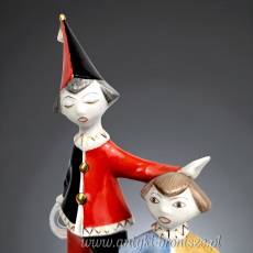 2 Klauny Arlekin Art Deco Hollohaza Węgry wys.21cm