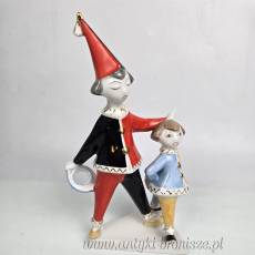 2 Klauny Arlekin Art Deco Hollohaza Węgry wys.21cm