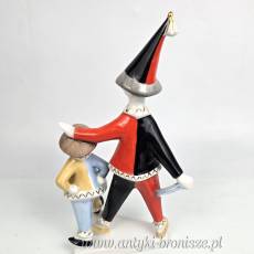2 Klauny Arlekin Art Deco Hollohaza Węgry wys.21cm
