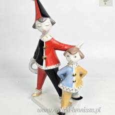 2 Klauny Arlekin Art Deco Hollohaza Węgry wys.21cm