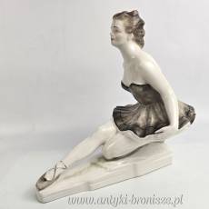 Balerina figurka w stylu Art Deco Oláh Sándor porcelana Węgry 1958r 26/27cm