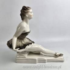 Balerina figurka w stylu Art Deco Oláh Sándor porcelana Węgry 1958r 26/27cm