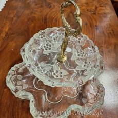 Patera pietrowa (dwupoziomowa), szklana, w stylu Art Nouveau - poz. 4555