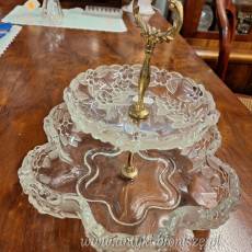 Patera pietrowa (dwupoziomowa), szklana, w stylu Art Nouveau - poz. 4555