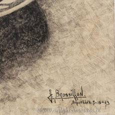 Martwa natura -owoce J. Brossillon Belgia 1929r Rysunek piórkiem 70/60