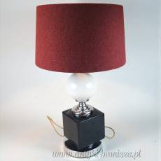 Lampa stołowa, geometryczna linia, ceramika i chrom Maison Barbie ? Francja lata 70-te 50/64cm
